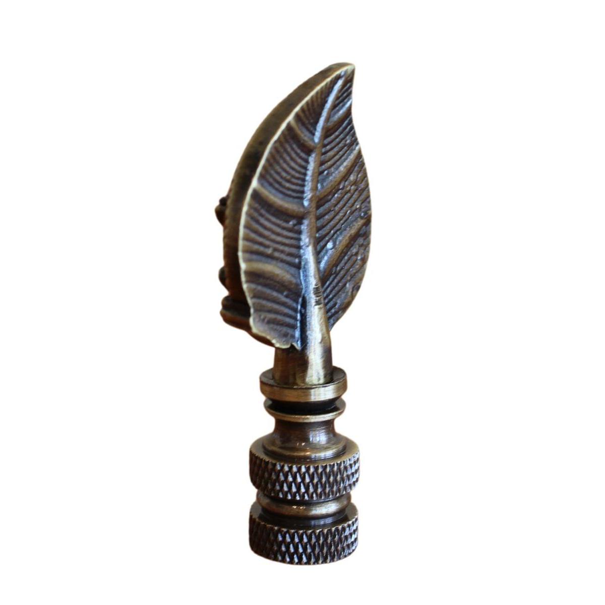 Frog-on-Lily-Pad Lamp Finial Antique Brass, 2.4"h