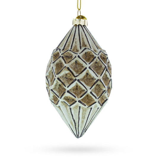 Geometric Vintage-Style Rhombus Finial Glass Christmas Ornament