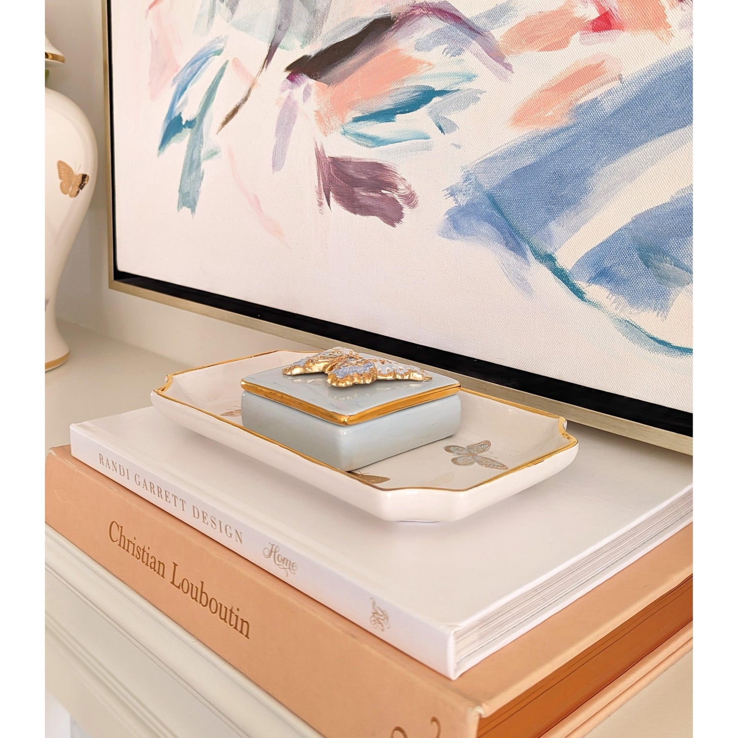 Gilded Butterflies Trays with 22K Gold Accent