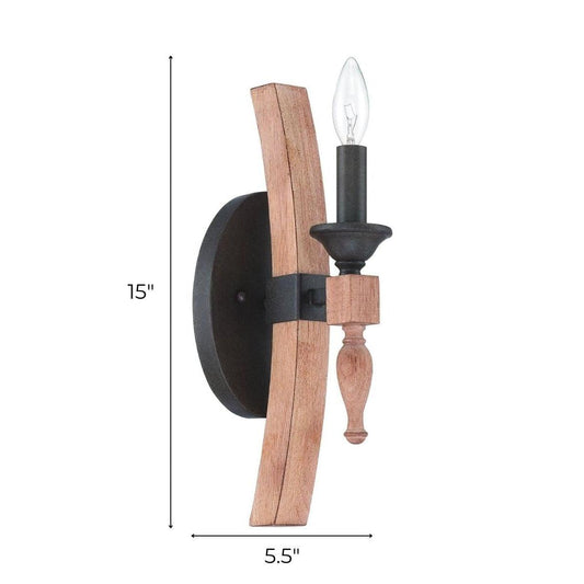 Glenwood 5"W 1-Light Aged Bronze and Distressed Oak Finish Wall Sconce Light Fixture