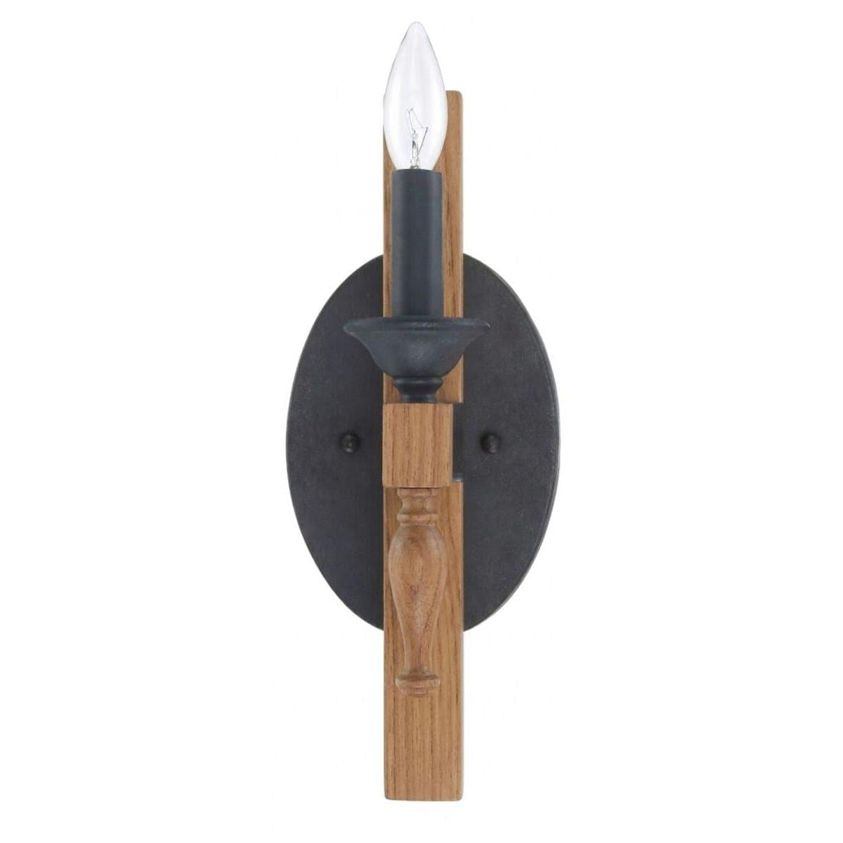 Glenwood 5"W 1-Light Aged Bronze and Distressed Oak Finish Wall Sconce Light Fixture