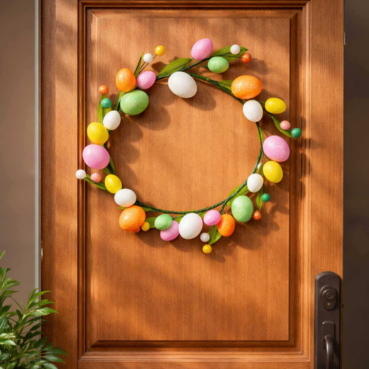 Glistening Easter Egg Wreath with Multicolor Glistening Detail
