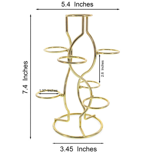 Gold Tone Metal Display Stand - Holds 7 Eggs Spheres 7.5 Inches Tall