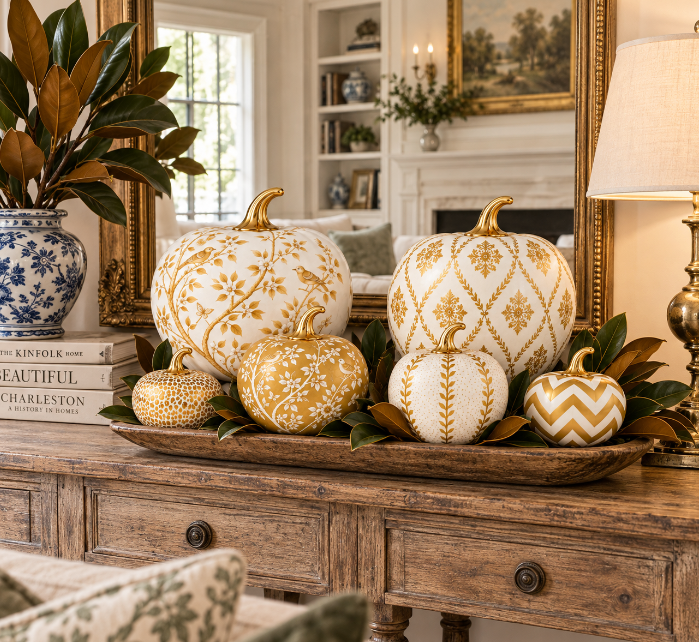 Gold Chevron Pumpkin
