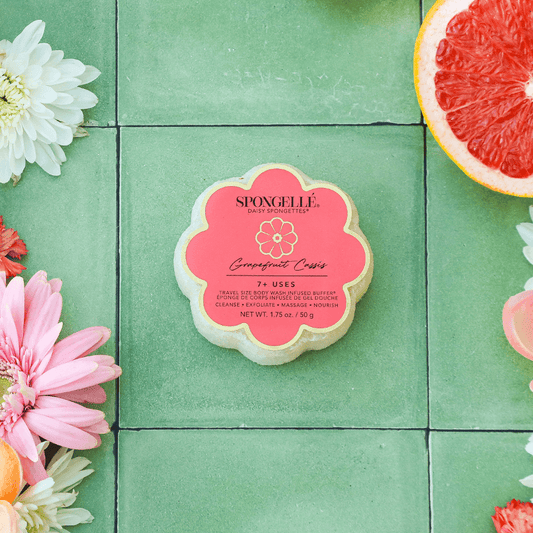 a flower shaped cookie surrounded by flowers