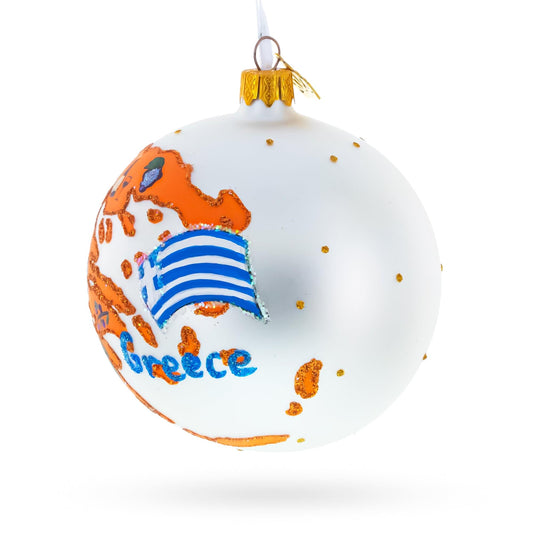 Greece Landmarks and Symbols Glass Ball Christmas Ornament 4 Inches
