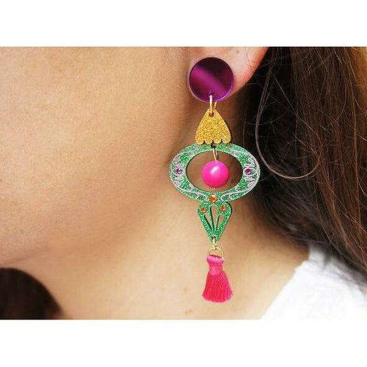 Green Christmas Ornament Earrings by Laliblue