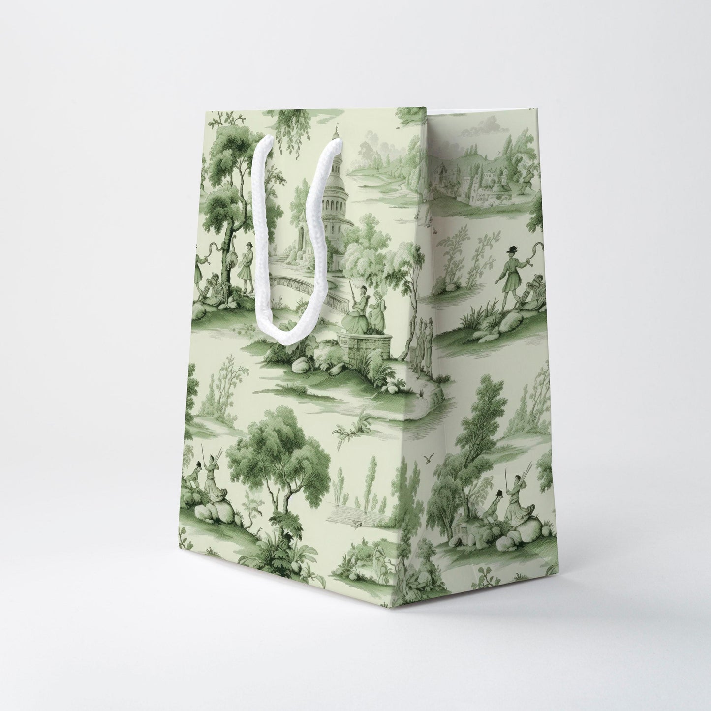 Green Toile Gift Bag | Luxury Gift Bag by JOSIL Paperie