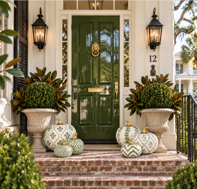 Green Bird & Vine Pumpkin