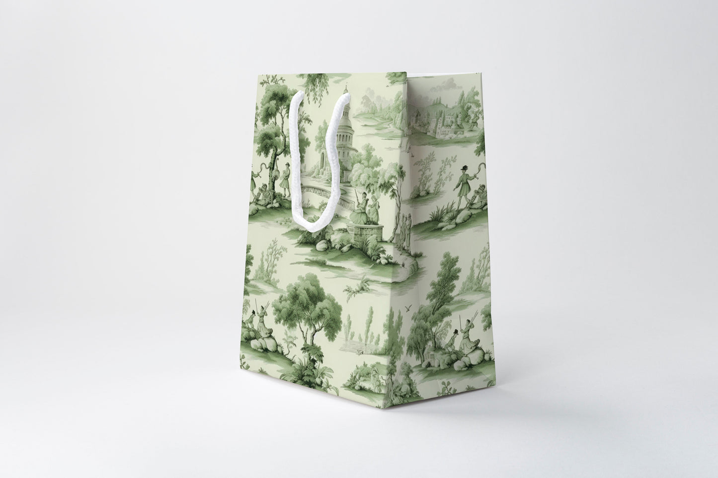 Green Toile Gift Bag | Luxury Gift Bag by JOSIL Paperie