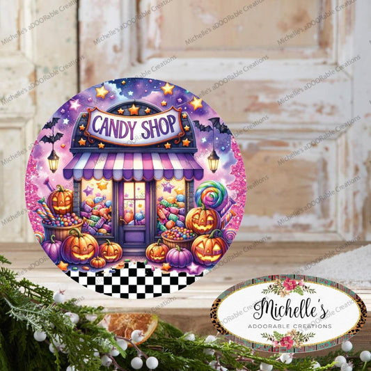 Halloween Candy Shop Round Sign