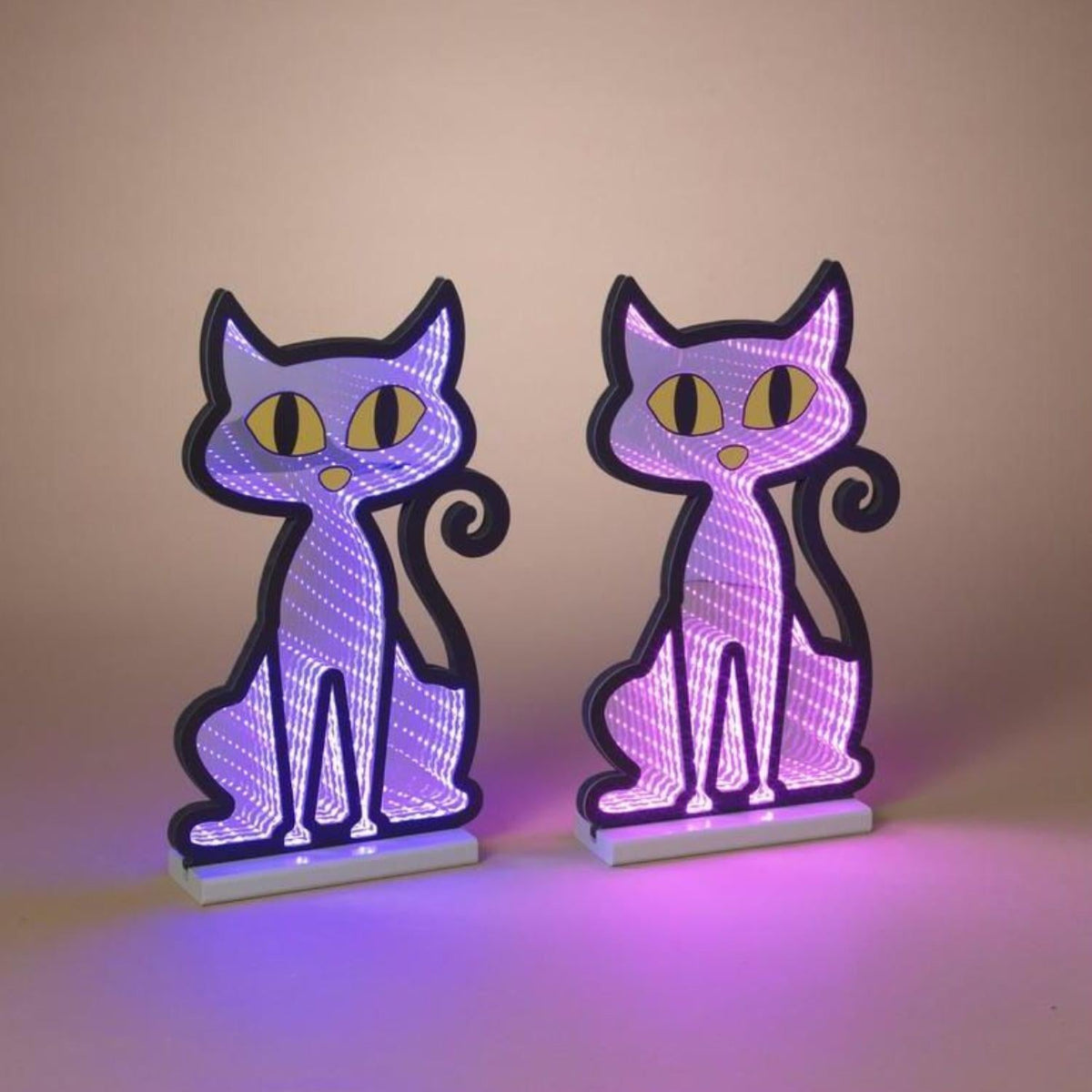 Halloween Cat Infinity Light Display 15"H