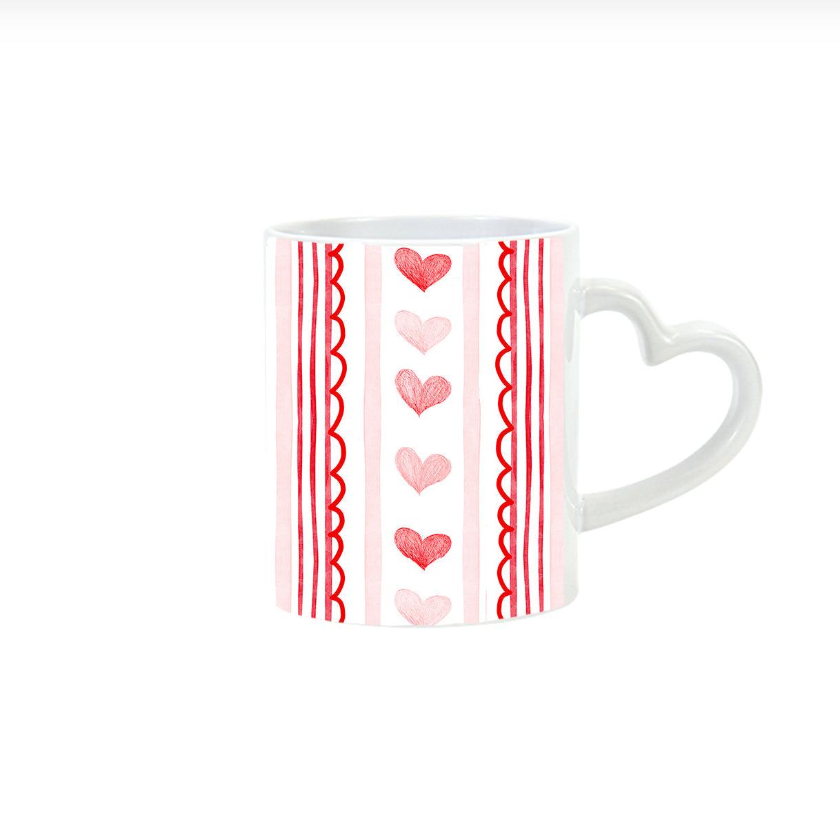 Heart Handle Mug – Valentine’s Day Gift w/ Red & Pink Hearts | Coffee Mug by JOSIL Paperie
