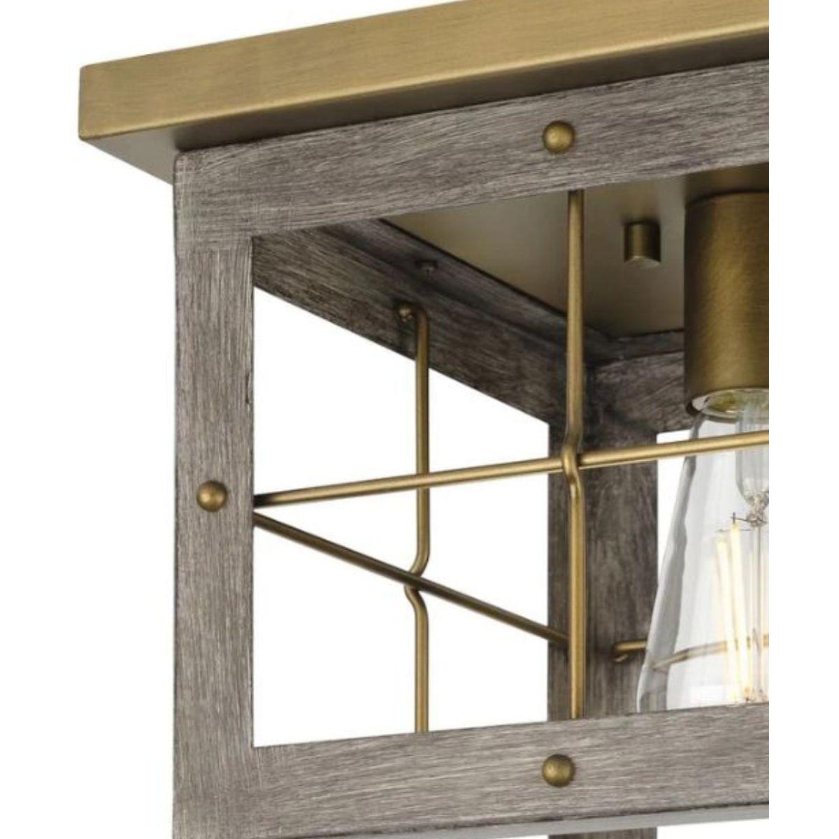 Hedgerow 1-Light 11"w Flush Mount Ceiling Light Fixture Aged Oak Farmhouse Indoor by Progress