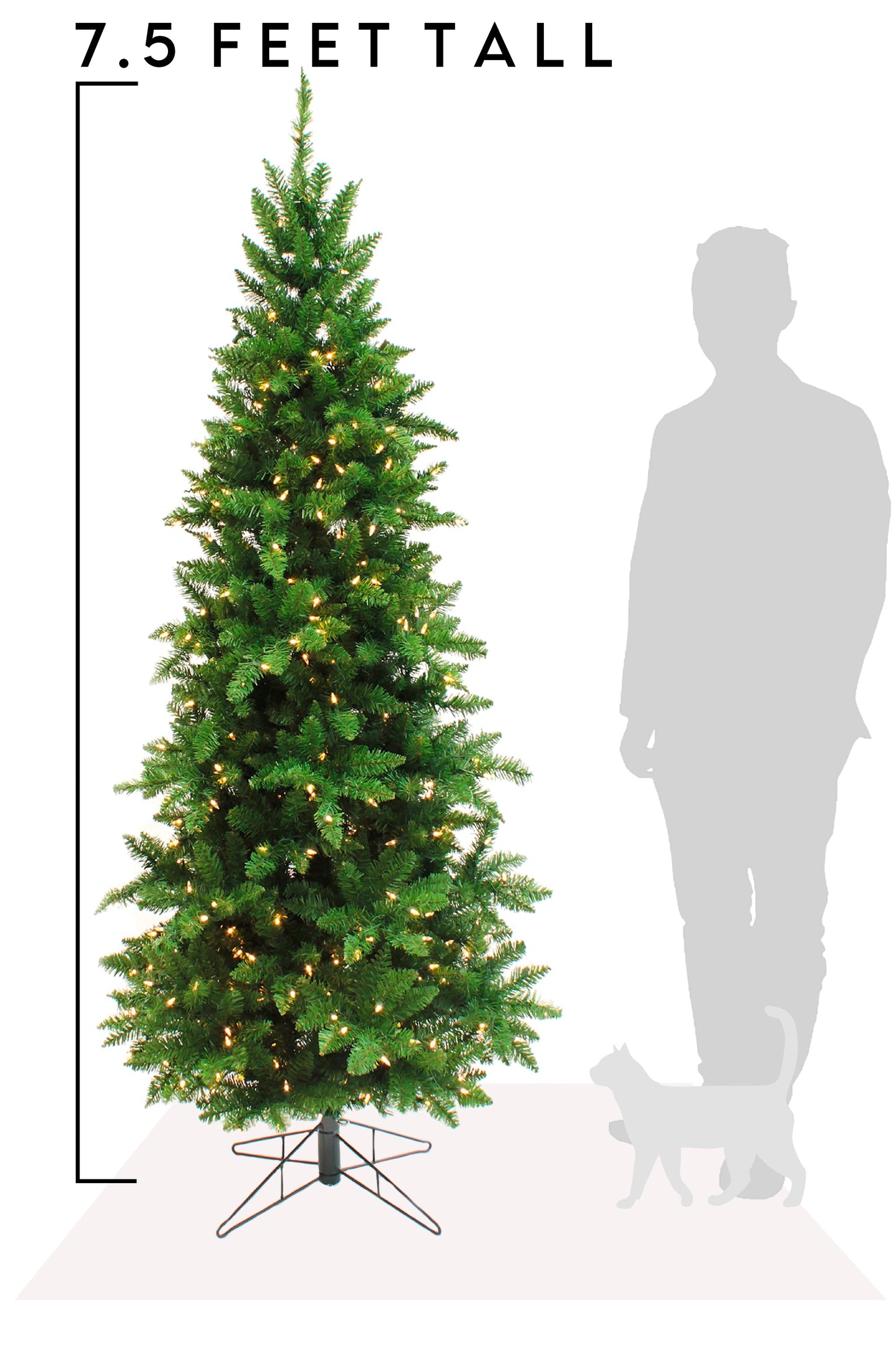 Prelit Slim Pencil Spruce Christmas Tree with Warm White Lights