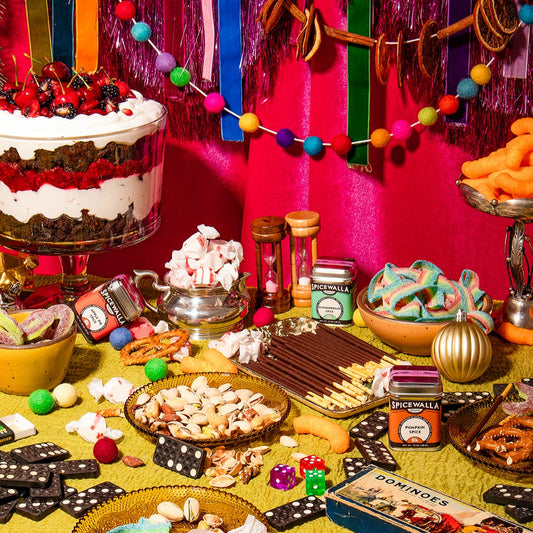 a table with food and snacks