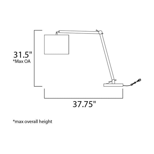 Hotel 19"H 1-Light LED Table Lamp Light Fixture Polished Chrome Finish by Maxim