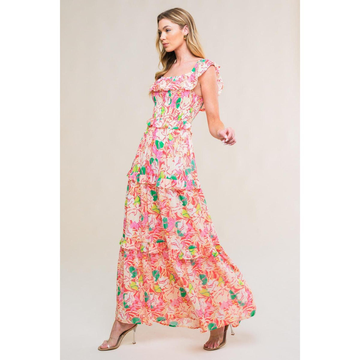 a woman in a dress