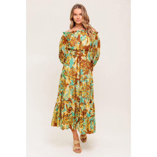 THENA SECRET GARDEN WOVEN MIDI DRESS