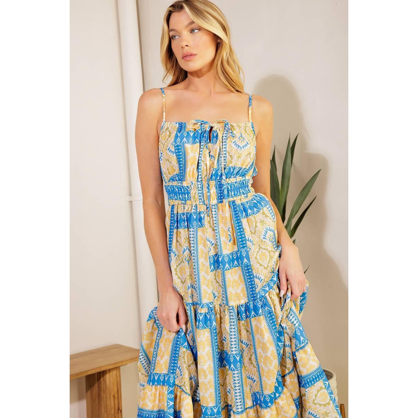 MAKING A WISH WOVEN MIDI DRESS