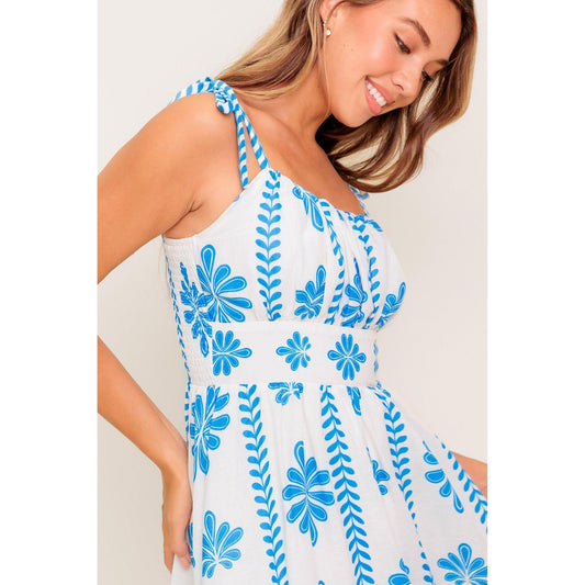 BLUE NOIR FLORAL WOVEN MAXI DRESS