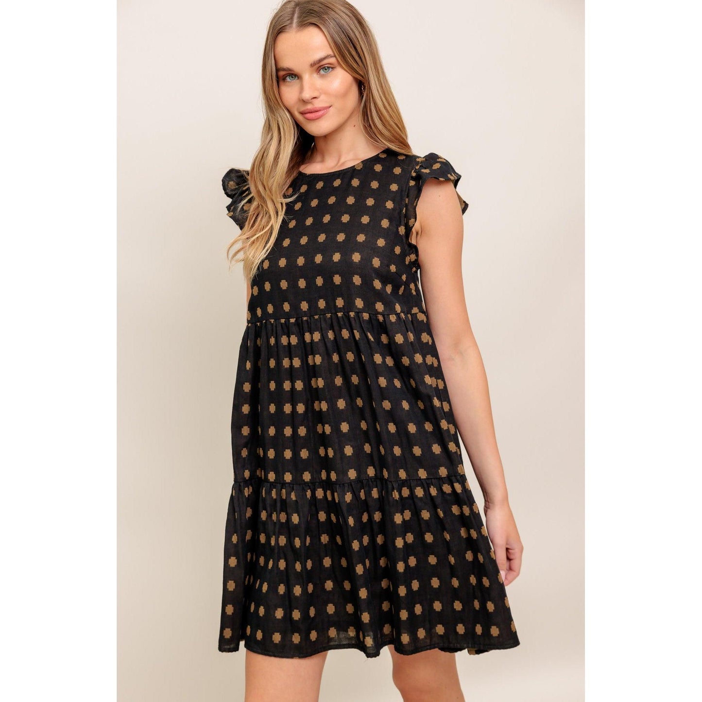 POLKA BREEZE WOVEN MINI DRESS