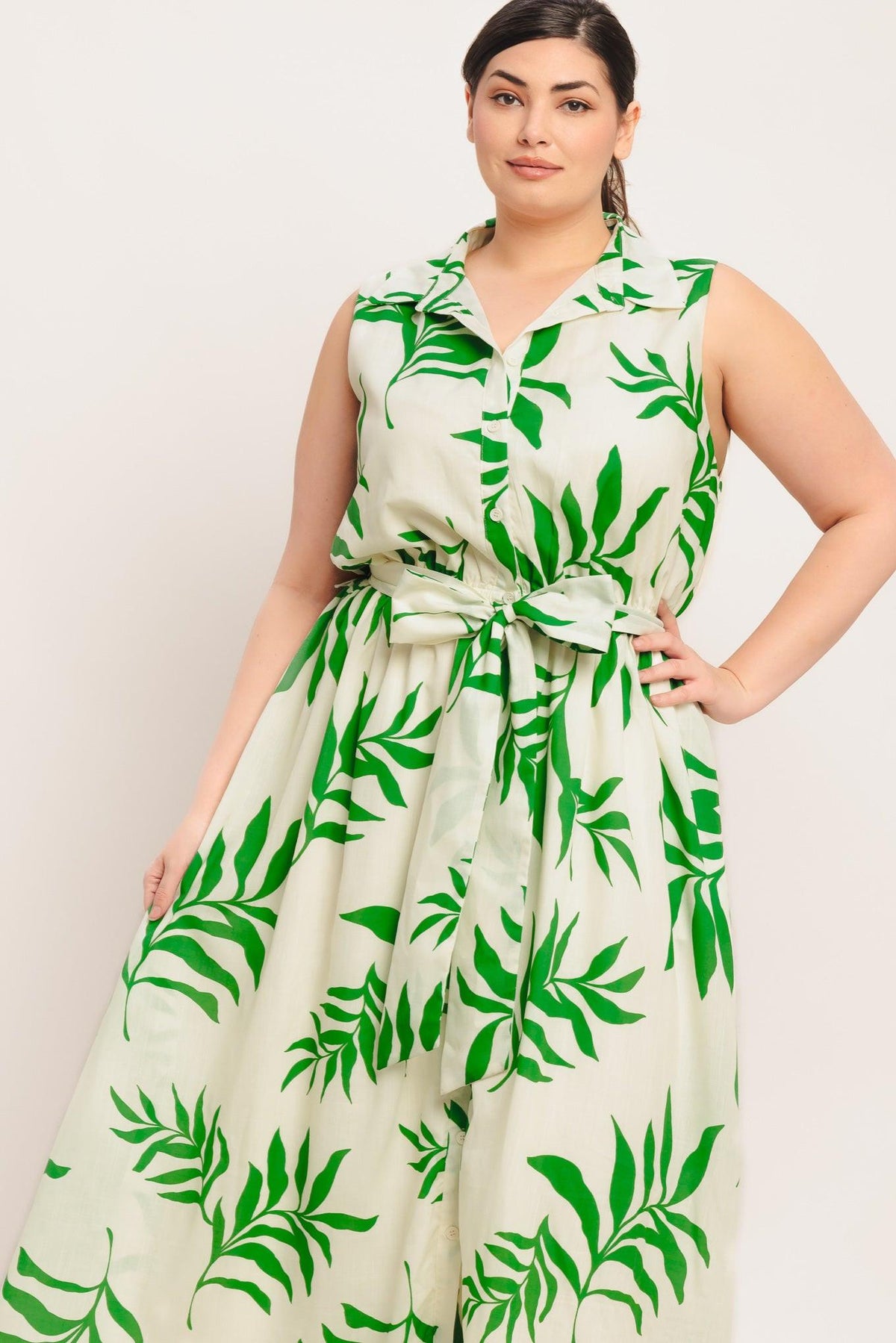 GREEN DAYDREAM WOVEN MIDI DRESS