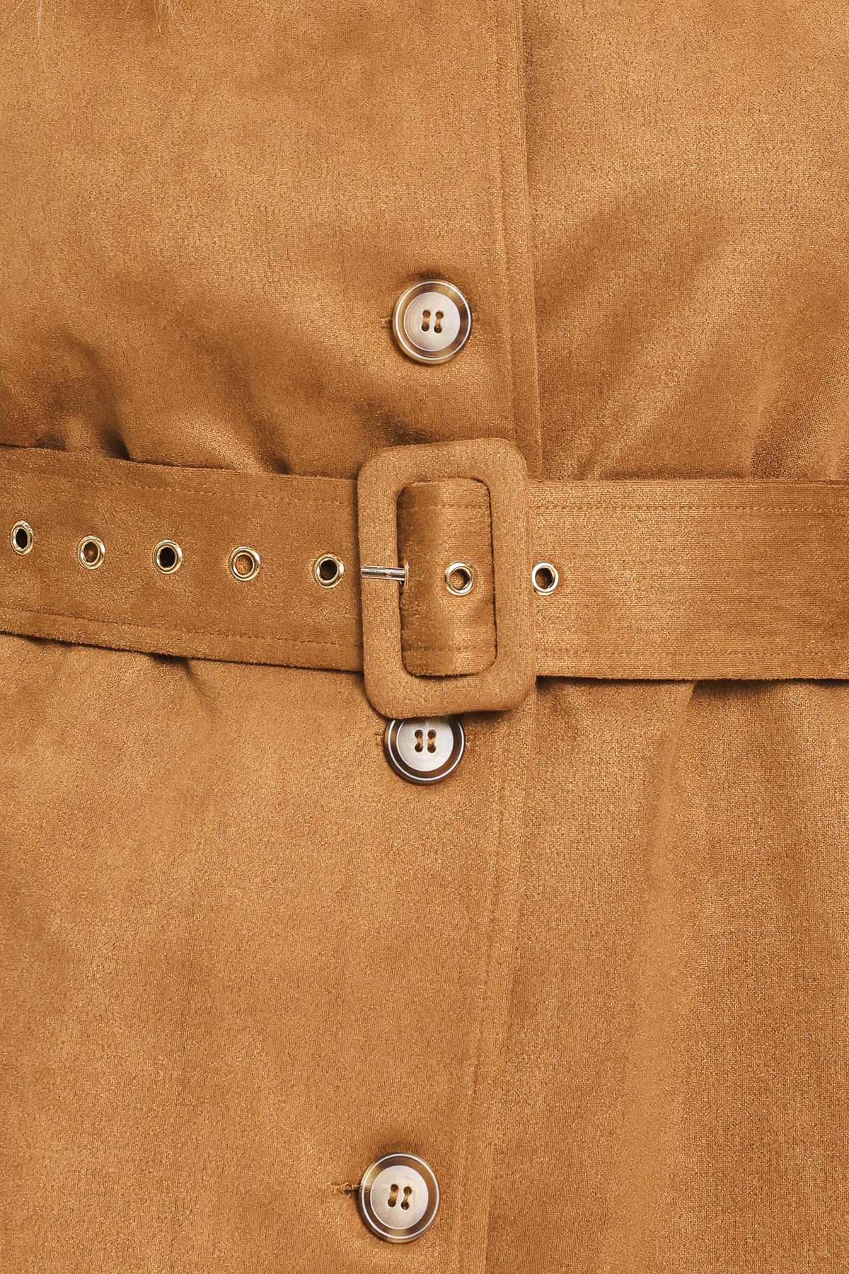 CAMEL CHIC CAMEL FAUX SUEDE BELTED CAPELET JACKET