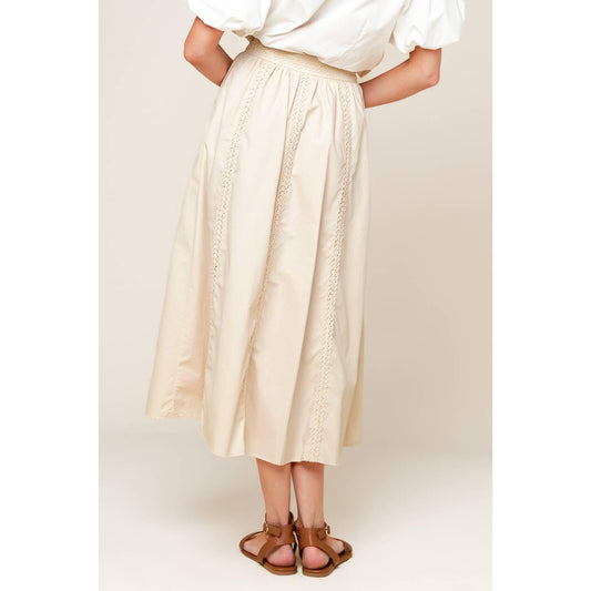 LAYTON CREAM WOVEN MIDI SKIRT