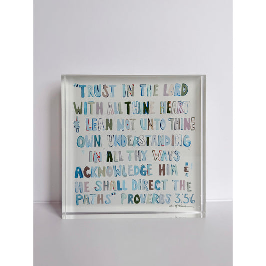 Proverbs 3:5-6 Neutral Acrylic Tabletop Art