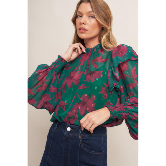 POETIC GARDEN WOVEN TOP