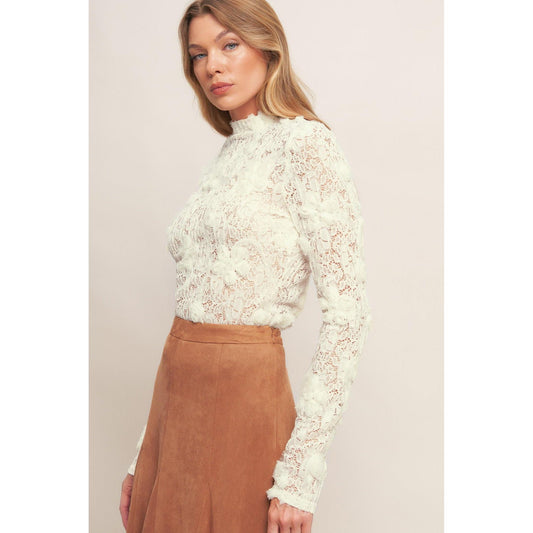 ROMANTIC SHEER FLORAL SWEATER TOP