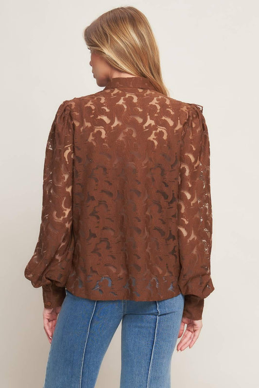 ROMANTIC SHADE WOVEN LACE TOP