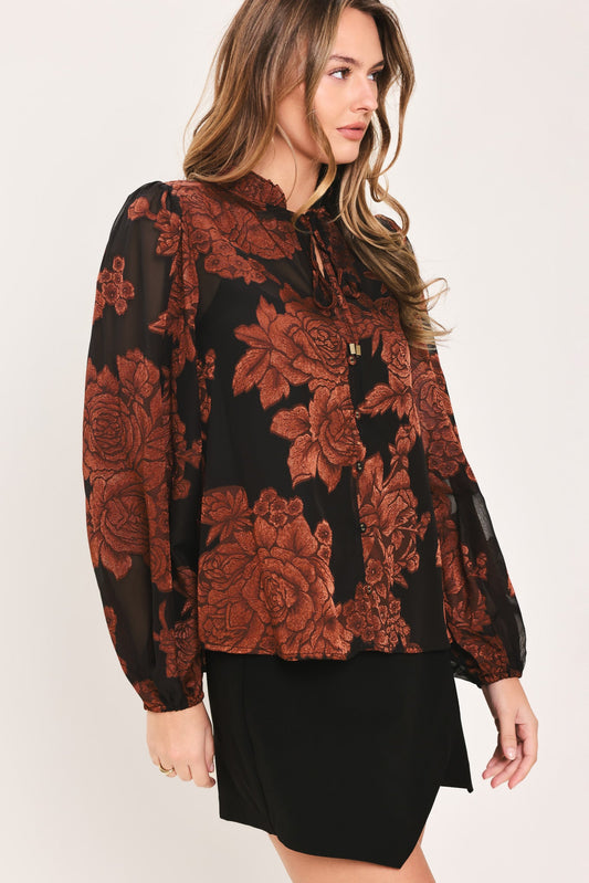 JUST DARK ENOUGH TO FEEL SPECIAL WOVEN TOP