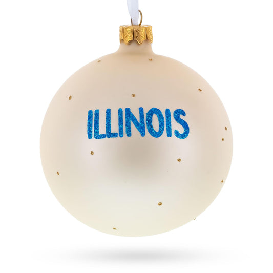Illinois State, USA Glass Ball Christmas Ornament 4 Inches