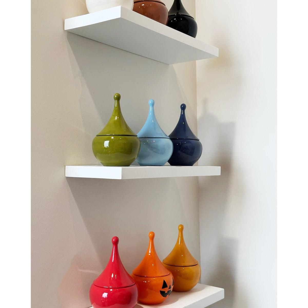 Jack-O'-Lantern Teardrop Jar in Tiki Orange