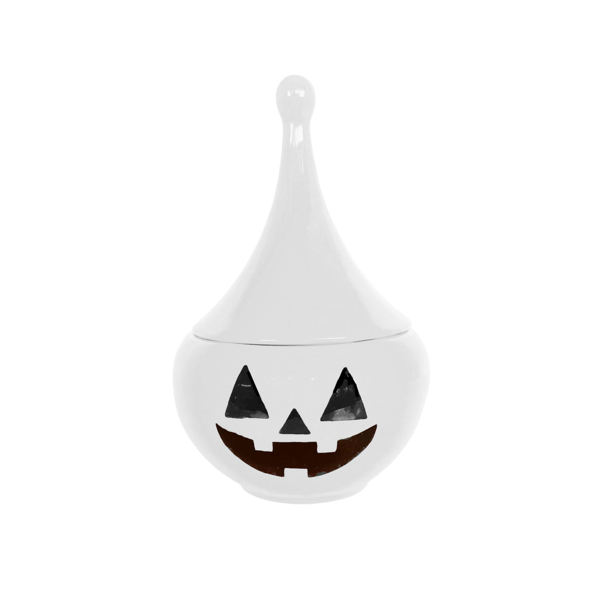 Jack O' Lantern Teardrop Jar in White