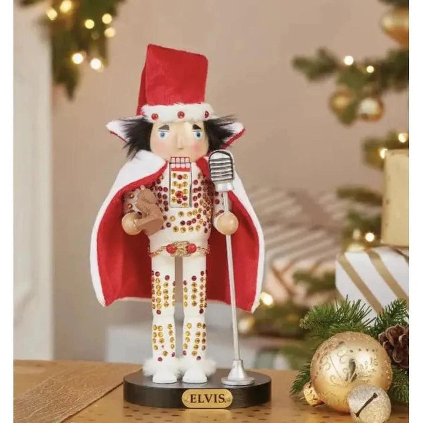 Kurt Adler 10" Elvis Presley® In White Suit Nutcracker