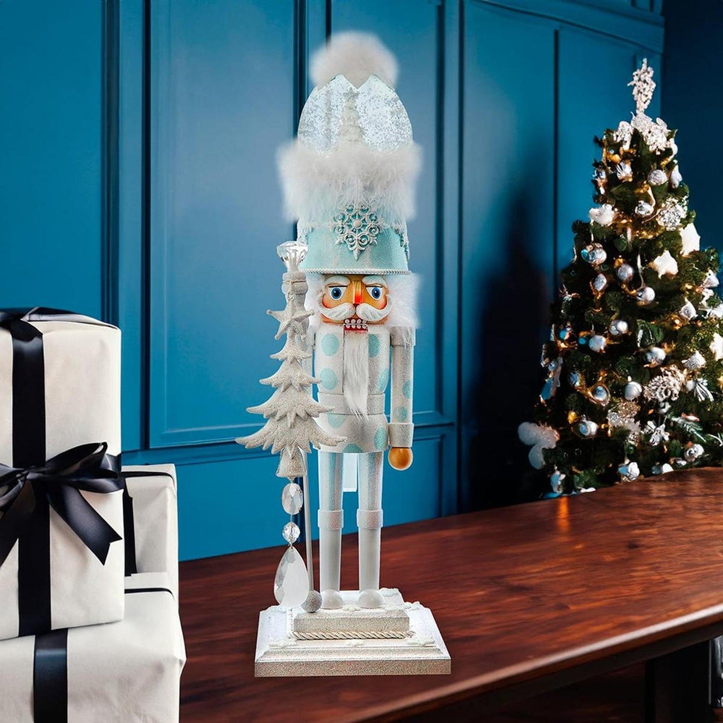Kurt Adler 20-Inch Musical White Soldier Water Globe Hat Nutcracker