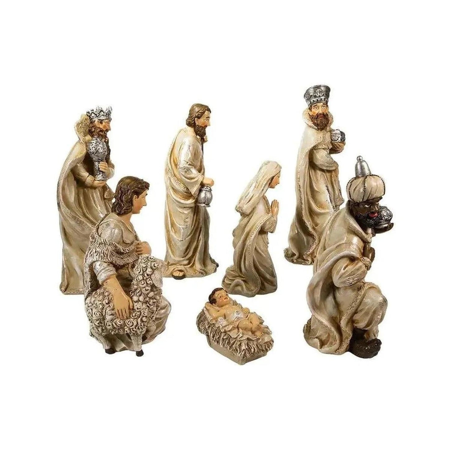 Kurt Adler Resin Nativity Table Piece, 7 Piece Set