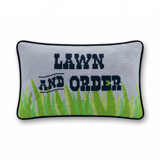 Lawn & Order Needlepoint Pillow