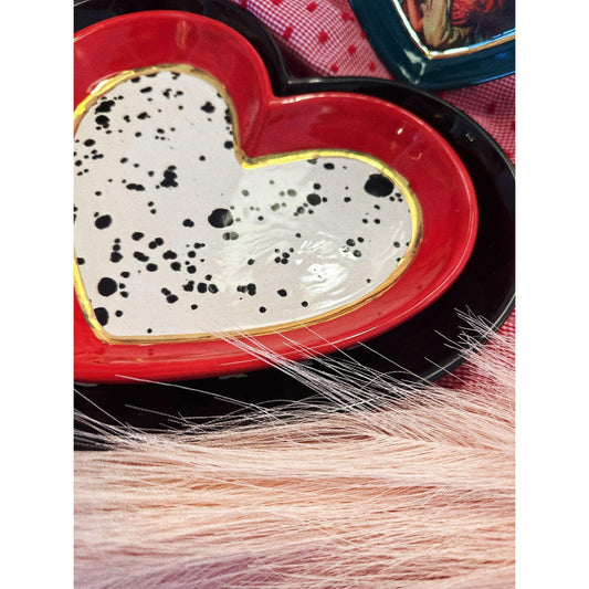 Large Checkered Heart Dishes