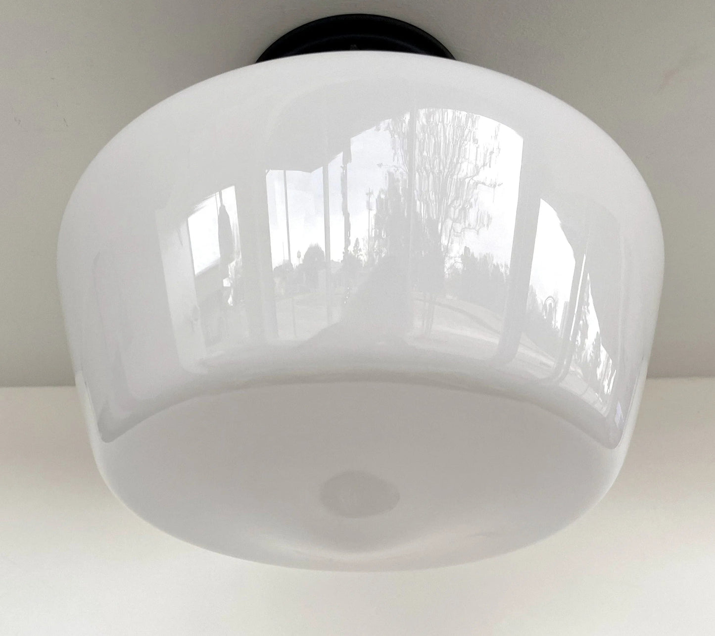 Large Milk Glass Schoolhouse Ceiling Light | 12"