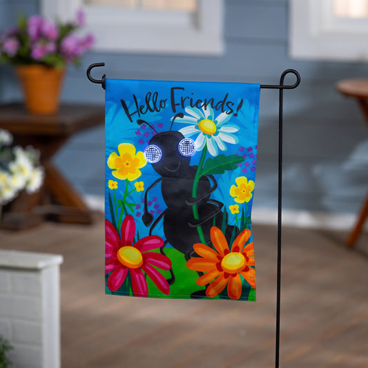 Animated Floral Ant Applique Lighted Garden Flag