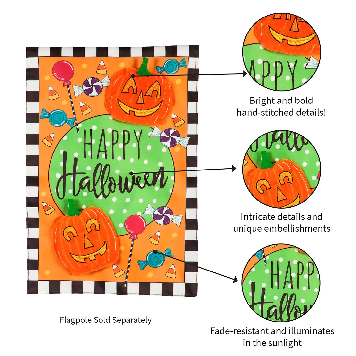 Happy Halloween Celebration Garden Applique Flag