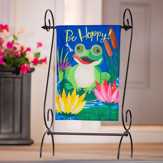 Animated Be Hoppy Applique Lighted Garden Flag