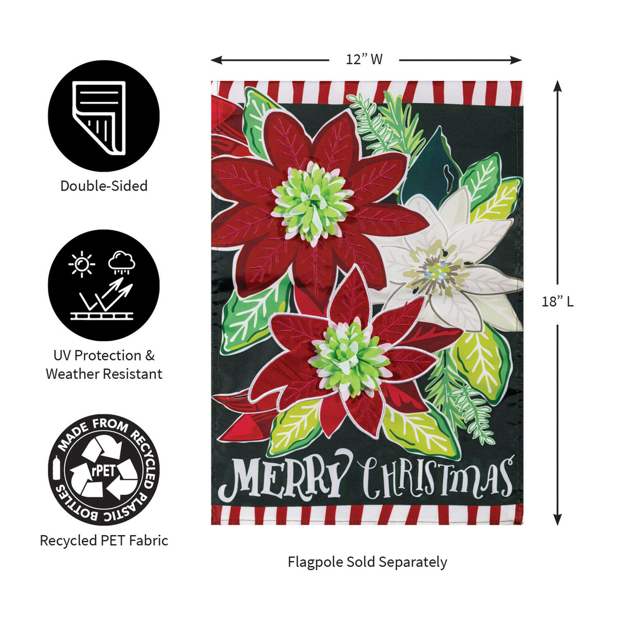Holiday Poinsettia Applique Garden Flag