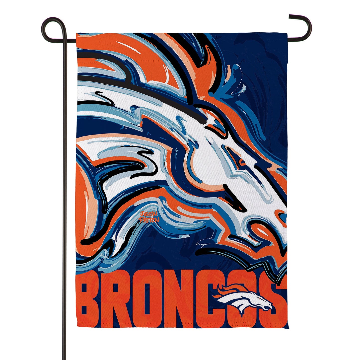 Denver Broncos Justin Patten Logo Suede Garden Flag