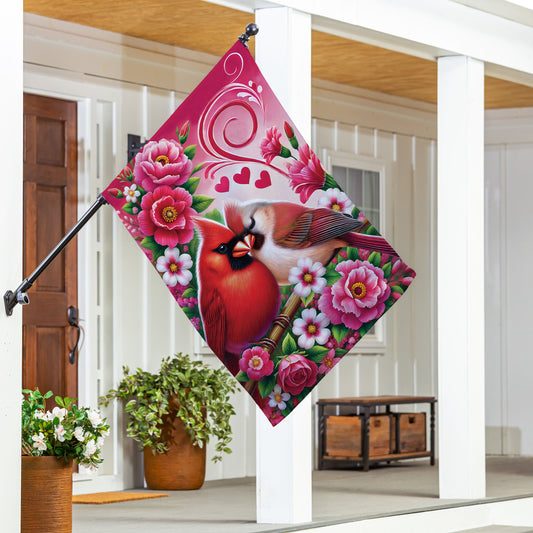 Cardinal Lovers Suede House Flag