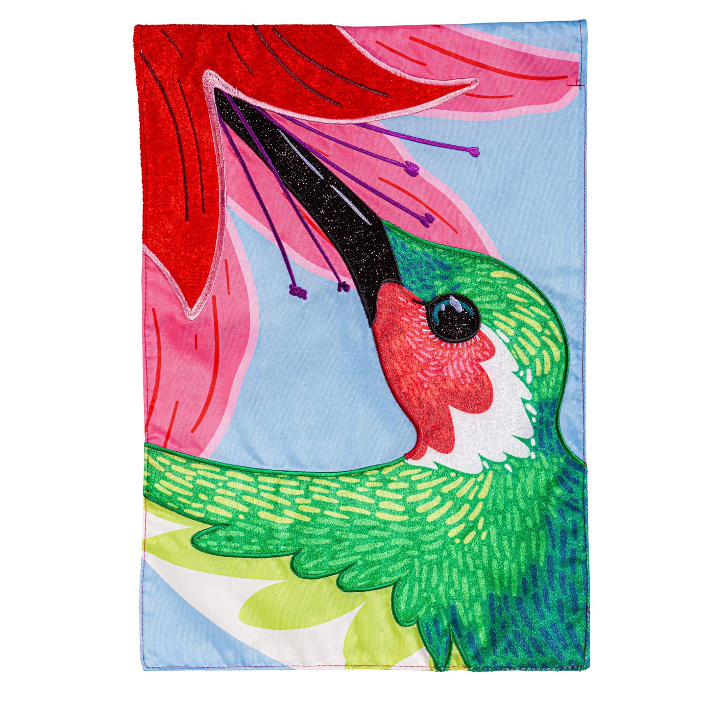 Big Hummingbird Applique Garden Flag